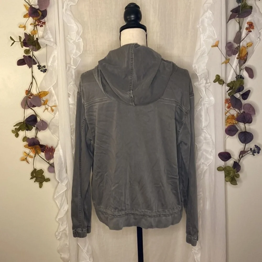 Nicole Miller Army Green Casual Zip Up Hooded‎ Jacket Size Medium